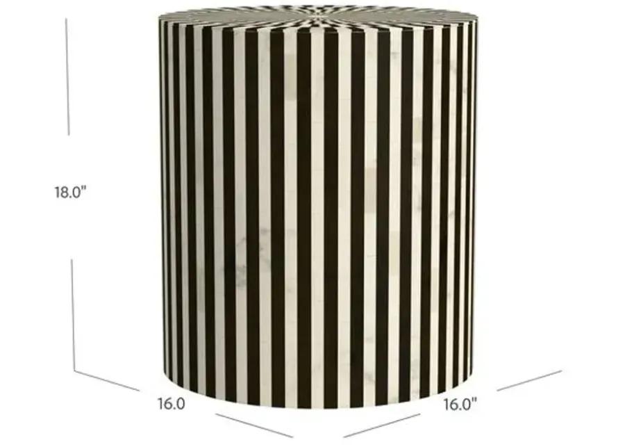 Harlow Accent Table - Black/White Bone - 16Lx18Hx16Wx16D in