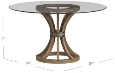 York Round Dining Table - Weathered Natural/Glass