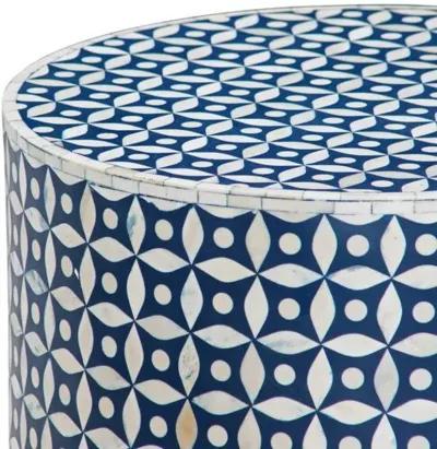 Belmont Bone Inlay Accent Table - Ivory/Blue - 16Lx18Hx16Wx16D in