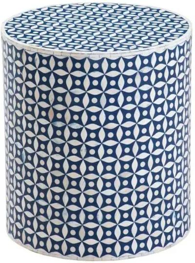 Belmont Bone Inlay Accent Table - Ivory/Blue - 16Lx18Hx16Wx16D in