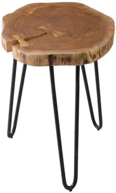 Langley End Table - Natural/Matte Black - Brown