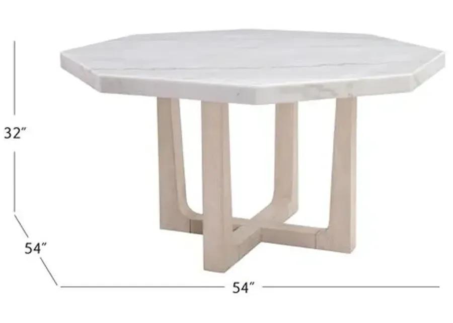 Holden Marble Dining Table - White/Sun Bleached Ash