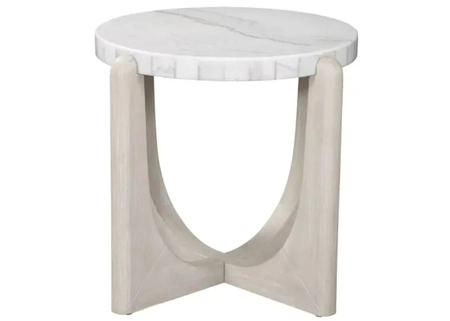 Holden End Table - Driftwood/White Marble