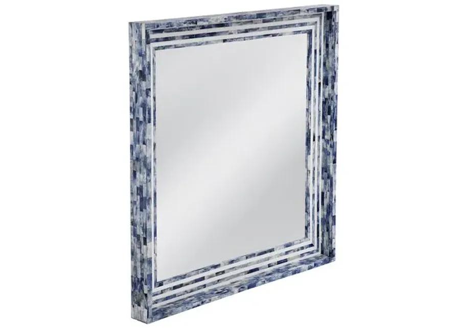 Grafton Bone Inlay Wall Mirror - Blue/Cream