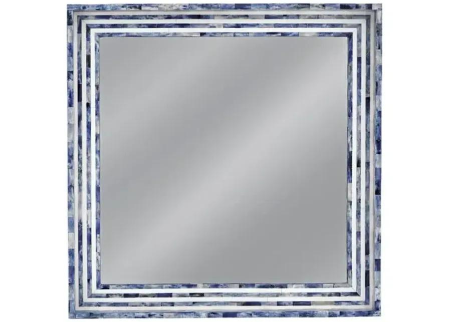 Grafton Bone Inlay Wall Mirror - Blue/Cream