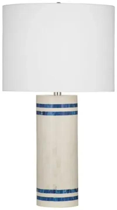 Benton Bone Inlay Table Lamp - Blue/White