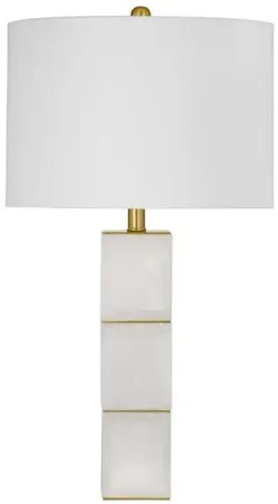 Chester Alabaster Table Lamp - White/Brass