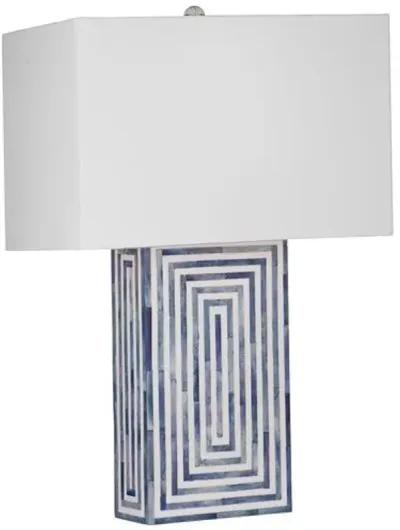 Cypress Bone Inlay Table Lamp - Blue/White