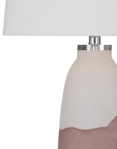 Sutton Art Glass Table Lamp - Beige/Rose - White