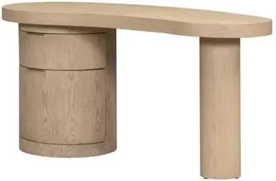 Lucas Curved Desk - Raw Oak - Brown