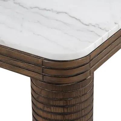 Matthew Dining Table - Brown Oak/White Marble