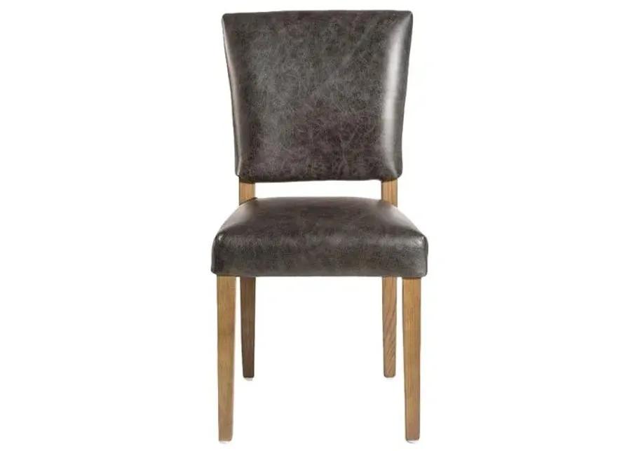 Sofia Leather Dining Chair - Antique Charcoal - Brown