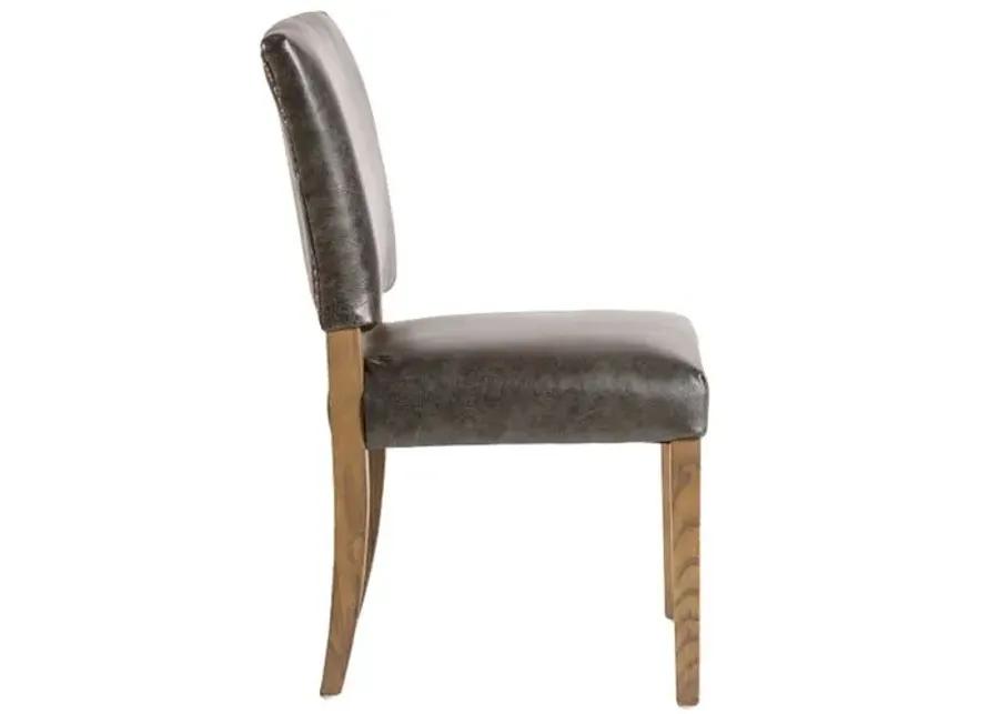 Sofia Leather Dining Chair - Antique Charcoal - Brown