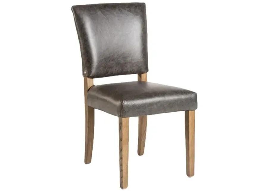 Sofia Leather Dining Chair - Antique Charcoal - Brown