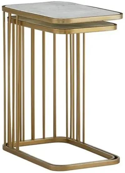 Addison Nesting Tables - Cloud Marble/Antique Brass - Gold