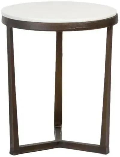 Savannah End Table - Gunmetal/White Marble - Silver