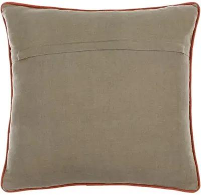 Willa Bea Embroidered Pillow - Dark Green/Coral