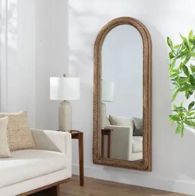 Ruby Jute Braided Arched Floor Mirror - Natural - Brown