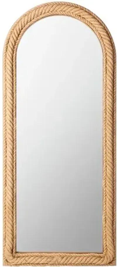 Ruby Jute Braided Arched Floor Mirror - Natural - Brown