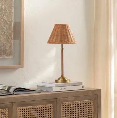 Jolie Rattan Accent Table Lamp - Natural/Gold - Brown - 20Hx10Wx10D in