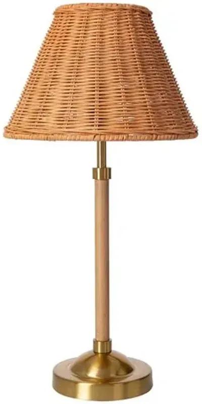 Jolie Rattan Accent Table Lamp - Natural/Gold - Brown - 20Hx10Wx10D in