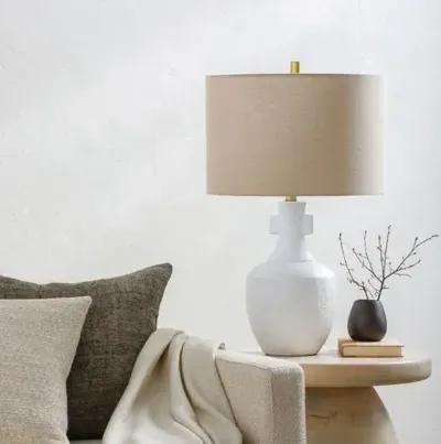 Londyn Ceramic Table Lamp - White/Wheat