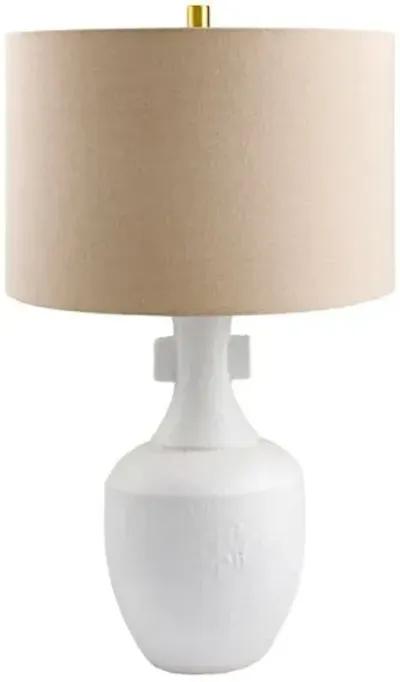 Londyn Ceramic Table Lamp - White/Wheat