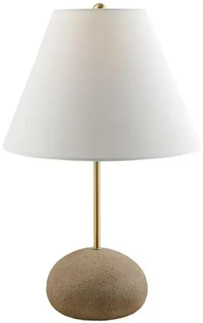 Paula Cement Accent Table Lamp - Brass Antiqued - Brown - 31Hx13Wx13D in