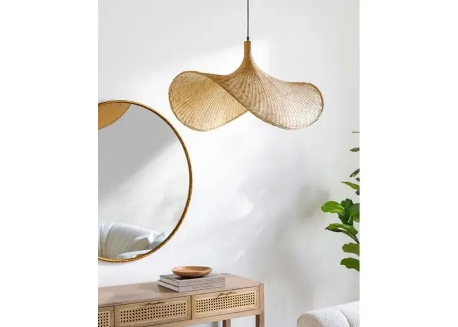 Bar Harbor Rattan Pendant - Natural - Brown