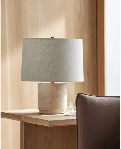 Krew Travertine Accent Table Lamp - Beige - 19Hx15Wx15D in