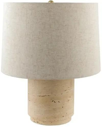 Krew Travertine Accent Table Lamp - Beige - 19Hx15Wx15D in