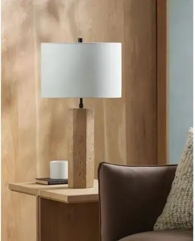 Kobe Table Lamp - Natural Travertine - White