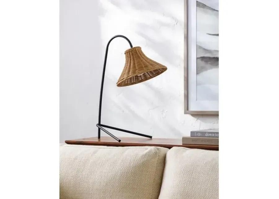 Tulum Rattan Table/Desk Lamp - Black/Natural