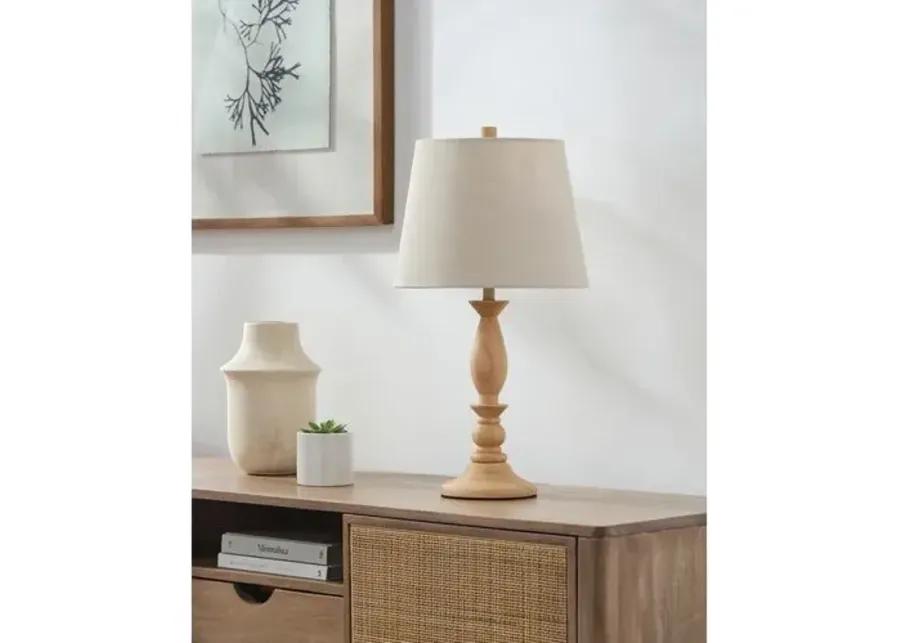 Edisto Painted Wood Table Lamp - Natural - Beige