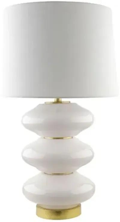 Fitz Painted Glass Table Lamp - White/Gold