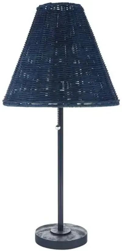 Caspian Rattan Accent Table Lamp - Blue - 23Hx5.25Wx5.25D in