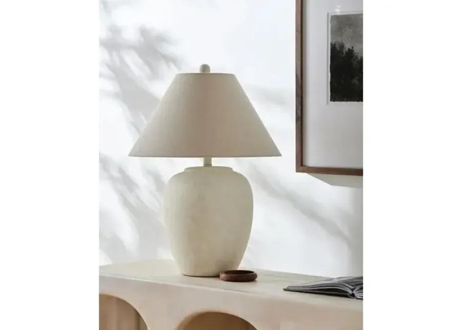 Merike Antiqued Ceramic Table Lamp - White/Beige