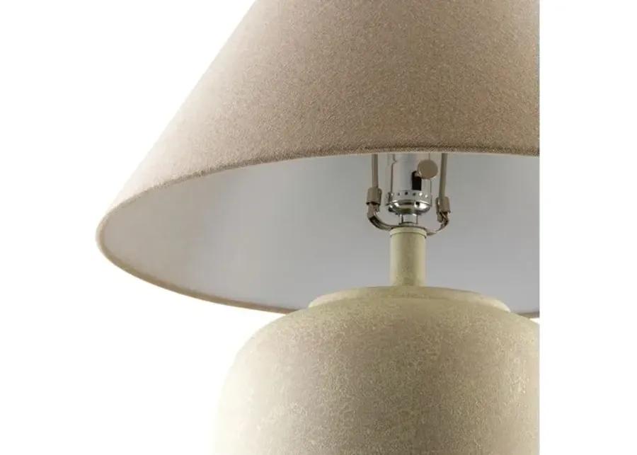 Merike Antiqued Ceramic Table Lamp - White/Beige