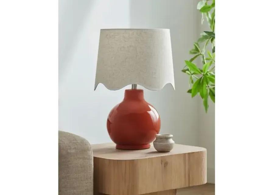 Joy Scallop Shade Table Lamp - Red