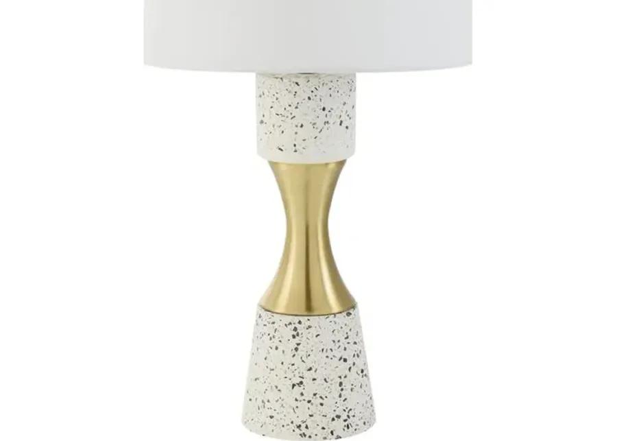 Knox Plated Cement Table Lamp - White/Gold