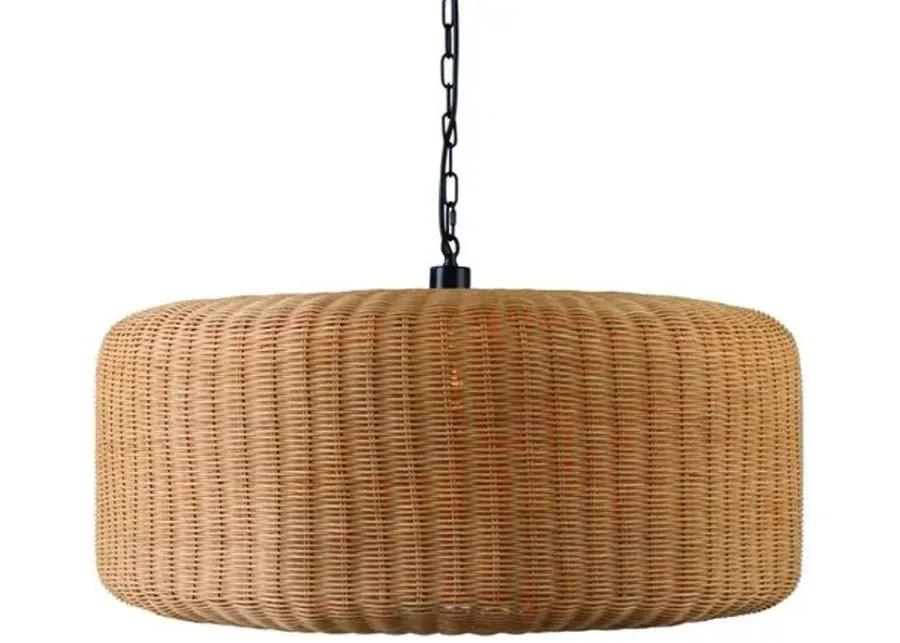 Cora Coastal Pendant - Natural Rattan - Black