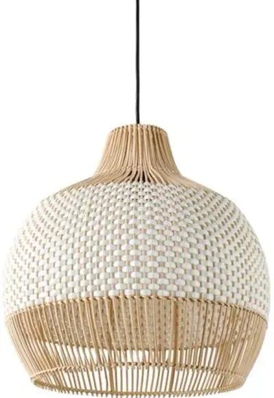 Kezia Rattan Pendant - Natural/White - Black