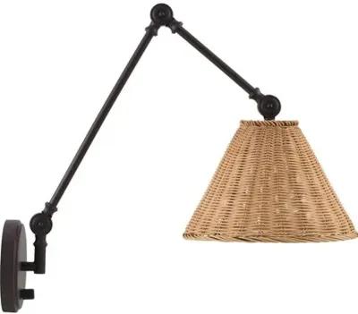 Tulum Rattan Adjustable Wall Sconce - Black/Natural