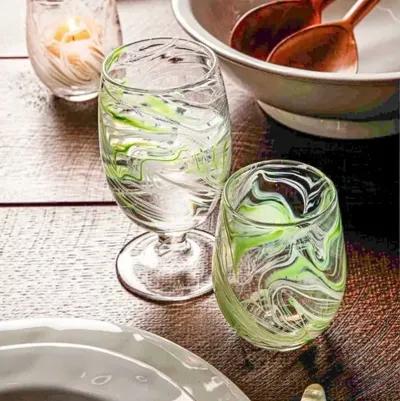 Puro Marbled Stemless Wine Glass - Juliska - Green