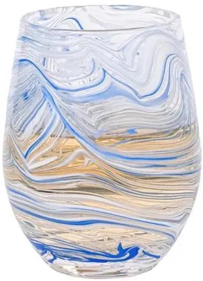 Puro Marbled Stemless Wine Glass - Juliska - Blue