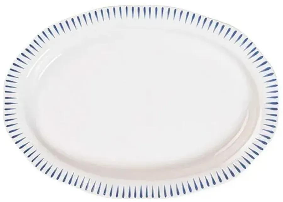 Sitio Stripe 17" Platter - Delft Blue - Juliska - White