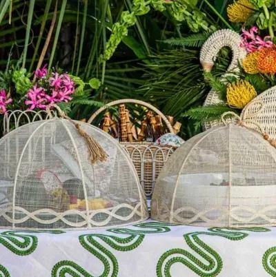 Set of 2 Tuileries Garden Mesh Round Food Covers - Natural - Juliska - Brown