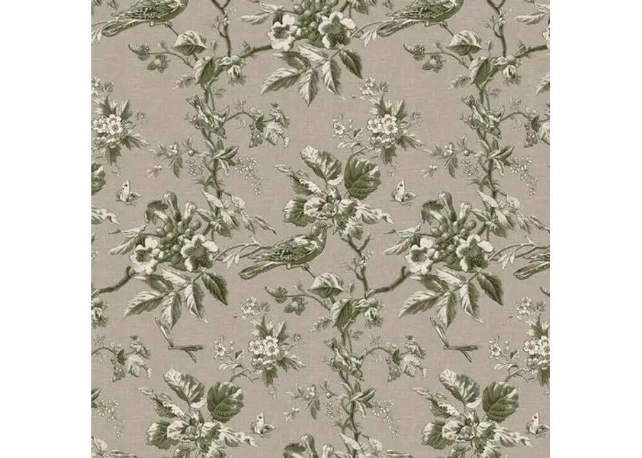 Brooke Ottoman - Michigan Bird Toile - Green