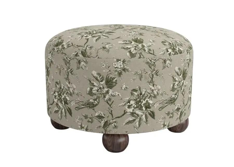 Brooke Ottoman - Michigan Bird Toile - Green