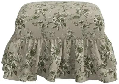 June Ottoman - Michigan Bird Toile - Green